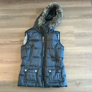 Faux fur hooded puffer vest